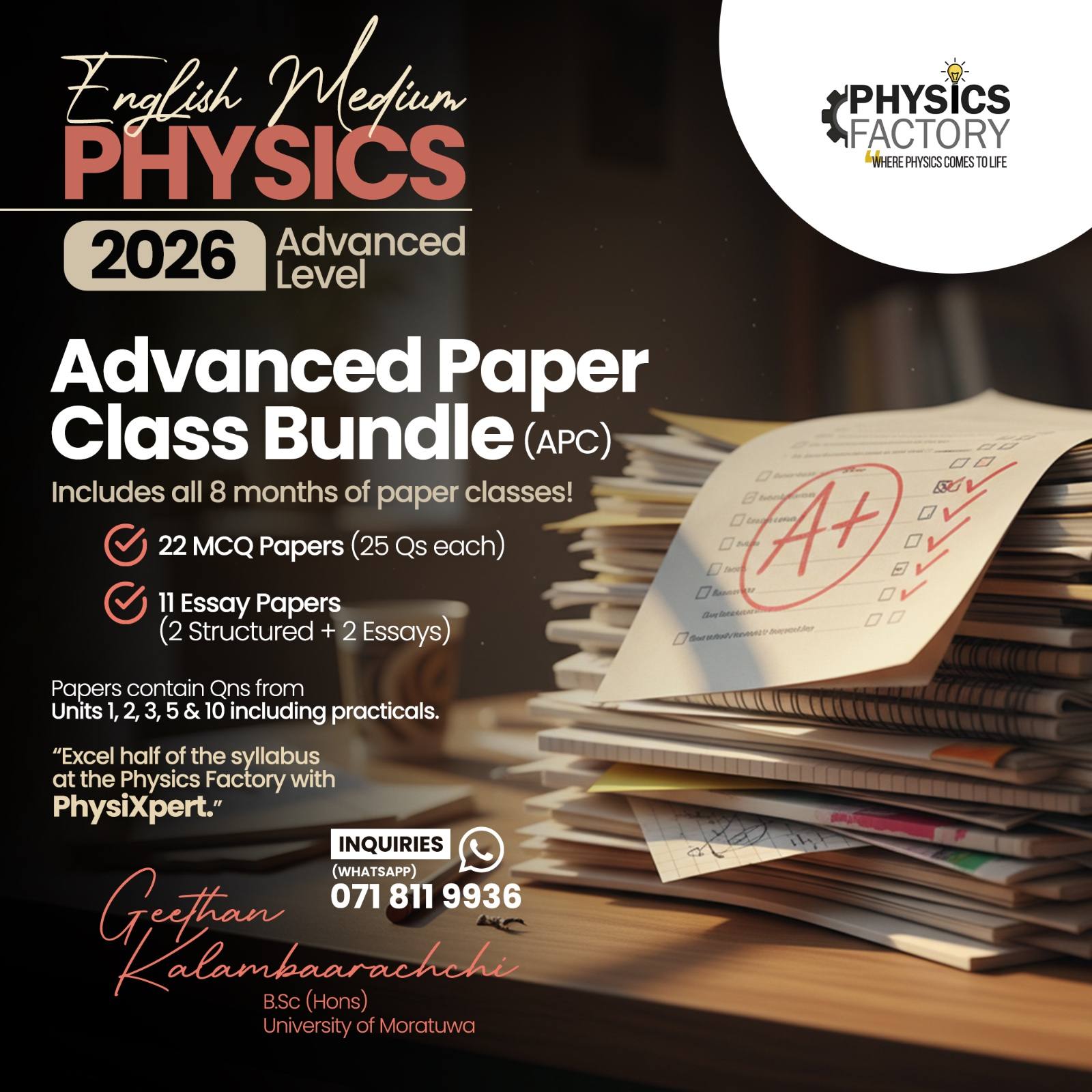 2026 AL Advanced Paper Class Bundle (APC) | Ace Academy