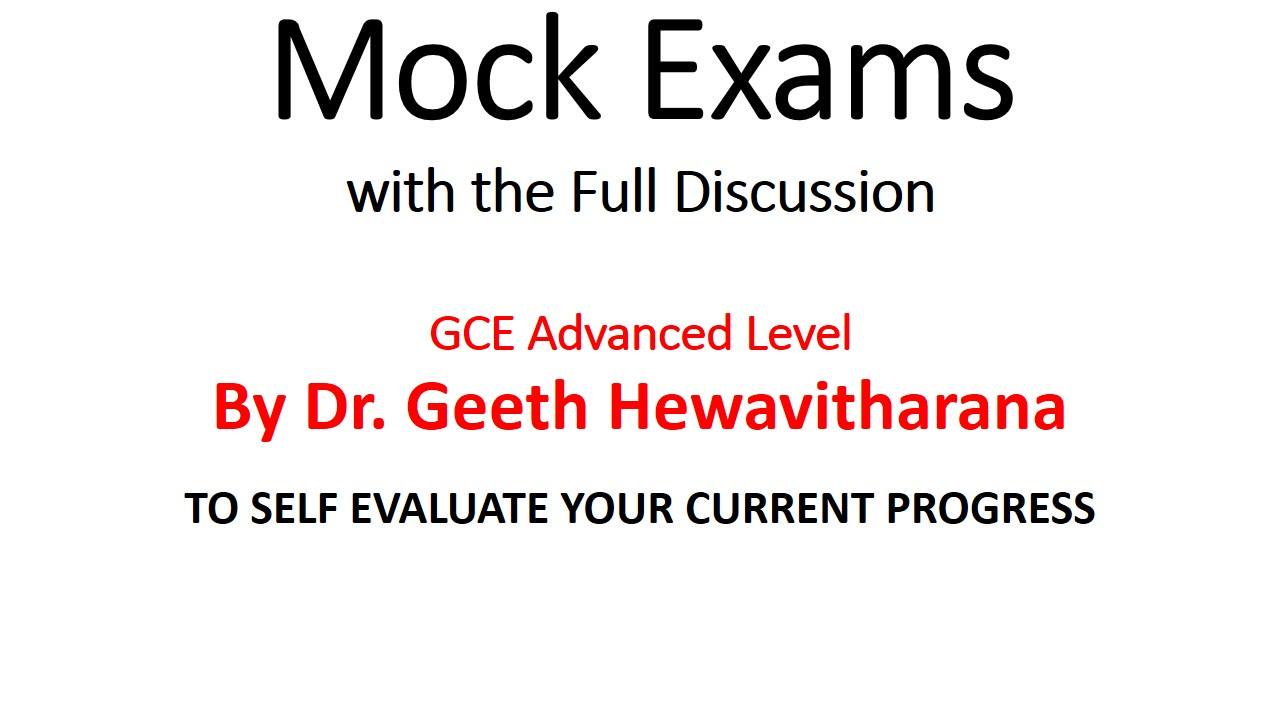 GCE Advanced Level Chemistry Mock Exams | By Dr. Geeth Hewavitharana | Ace  Academy